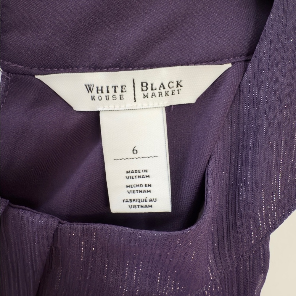 White House Black Market Purple Shimmer Sleeveless/Halter Lurex Gothic Purple - Picture 3 of 8